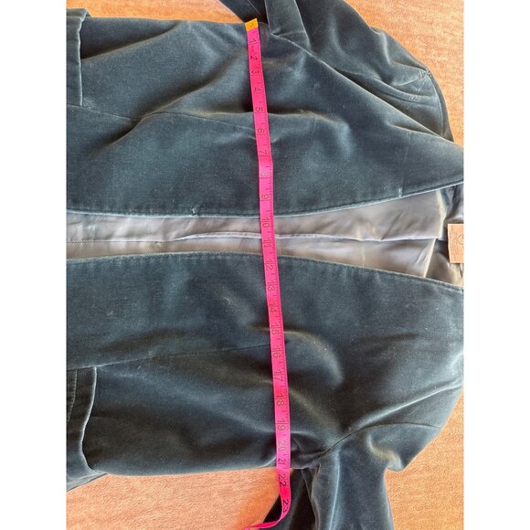 Vintage Tan Jay Womens 2-Piece Teal Velvet Blazer Skirt Set Cotton Blend Size 16 - Picture 8 of 13